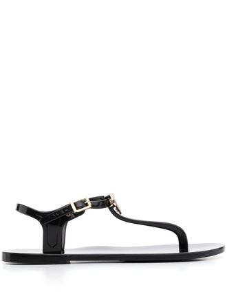 Love Moschino Sandali infradito con placca logo - Nero