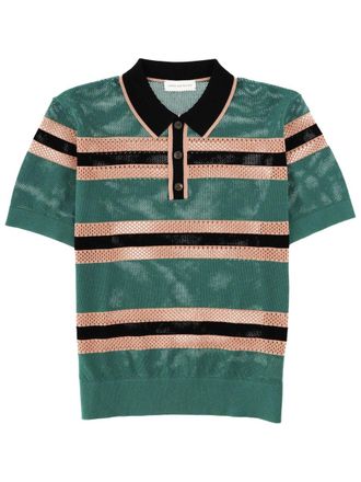 Dries Van Noten Perforated Mercy Stripe Polo Shirt