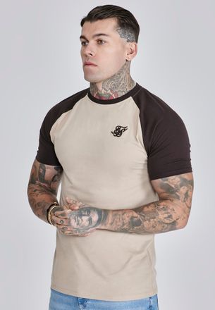 Siksilk Mens Beige and Brown Raglan T-Shirt S