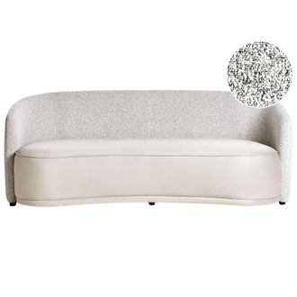 Beliani Sof&aacute; 3 Plazas Curvo Moderno Art D&eacute;co Tejido Poli&eacute;ster Dos Telas Beige Claro Roset