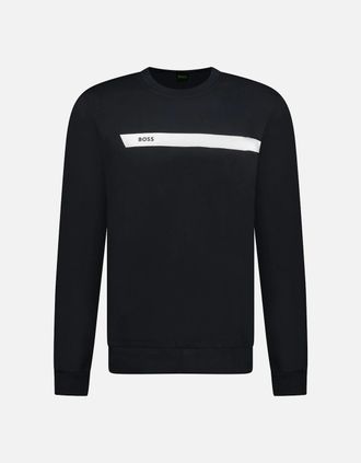 HUGO BOSS Mens Hugo Boss Salbo 1 Crewneck Sweatshirt Black & White - Size: 44