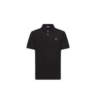 Moncler Moncler Logo Patch Cotton Piquet Polo Shirt, Men, Black, Size: 3xl
