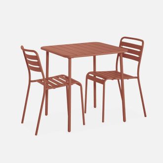 Sweeek Set Mesa De Jard&iacute;n Bistr&oacute; De Acero Con 2 Sillas, 70 Cm