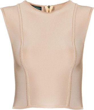 Herve Leroux bandage-style cropped top - women - Viscose/Elastane - 40 - Neutrals