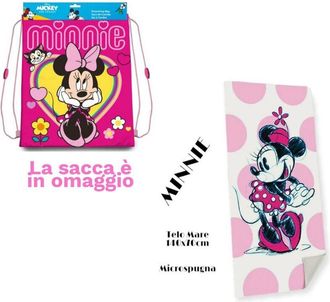 Trade Shop Trade Shop - Telo Mare In Cotone Minnie Mouse + Sacca In Omaggio Asciugamano Per Mare Piscina