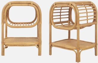 Sweeek Sweeek - Mesita de noche de ratán natural curvado, set de 2, Serang, Natural, 40x30x50 cm