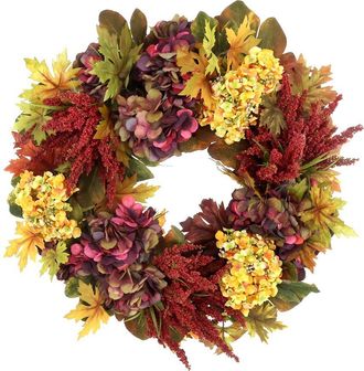 Creative Displays Inc. Handmade 27 Fall Wreath Arranged With Hydrangeas, Autumn Leaves & Pinecones