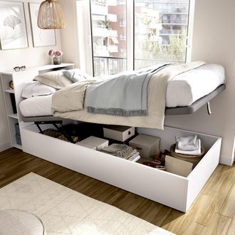 Dmora Cama Infantil Kenai, Cama Desenfundable, Contenedor, Tama&ntilde;o Colch&oacute;n 90x190 Cm, Blanco