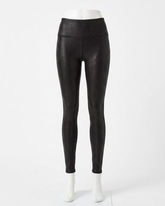 Spanx Faux Leather Fleece Lined Leggings In Black