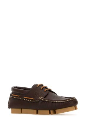 Fendi Mens Chocolate Leather Fendi Deck Loafers Morocuoio Mocassini