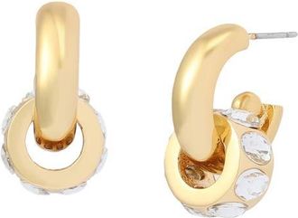 Kurt Geiger Rondelle Huggie Hoop Drop Earrings in Gold/crystal at Nordstrom