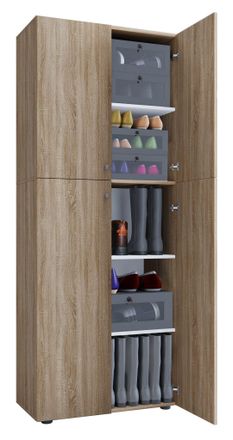 ebuy24 Gabinete De Zapato De Madera Vcm Dimensiones: An. 70 X Al. 184 X T. 40 Cm Gabinete Todo Uso 5 Compartimentos 4 Puertas Giratorias - Lona (sonoma Oak (