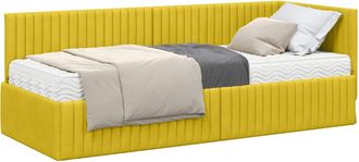 vidaXL Estructura De Cama Esquina Con Colch&oacute;n 2 Uds. Amarillo Vidaxl