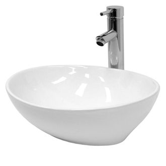 ECD Germany Lavabo blanco de cer&aacute;mica con juego de drenaje sin reborsadero