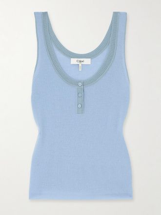 Chlo&eacute; Canotta In Lana A Coste - Blu
