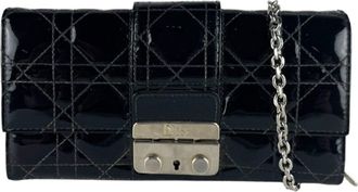 Dior Black Patent Leather Chain/Shoulder Wallet (Pre-Owned)