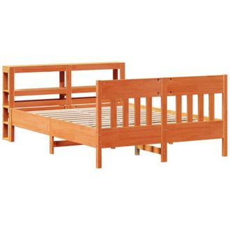 vidaXL Cama Sin Colch&oacute;n Madera Maciza De Pino Marr&oacute;n Cera 140x200 Cm Vidaxl