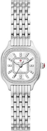 Michele Mini Meggie Mother-of-Pearl & Diamond Bracelet Watch, 23mm x 25mm in Silver at Nordstrom