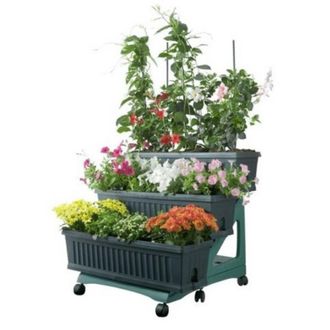 Bama Kit De 3 Jardineras En Tres Niveles Con Carro Bama Verde