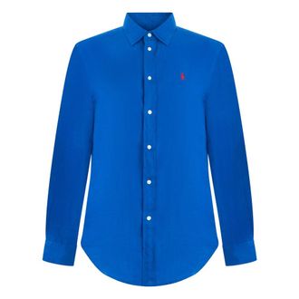 Polo Ralph Lauren Shirts, female, Blue, Size: S Linen Shirt