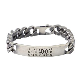 Maison Margiela Bracelets, female, Gray, 2XL, Minimal Logo Bracelet - Metal - Silver