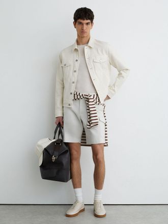 Reiss Chalk Wicket Cotton Chino Shorts With Stretch, 34