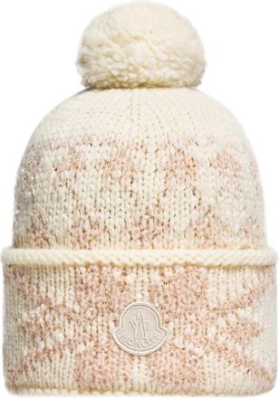 Moncler Moncler Jacquard Knit Beanie, Women, White, Size: One Size