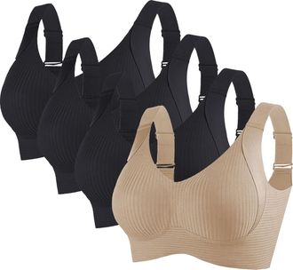 Generic Womens Everyday Bras 4 Pack Bras for Women Plus Size Full Coverage Minimizer Brasladies V Neck Wireless Bra Comfort Adjustable Padded Zero Feel Bralet