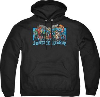 Gildan Justice League of America League Lineup Adult Pull Over Hoodie / Hooded Sweatshirt