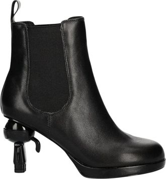 Karl Lagerfeld Ikon Island Enkellaarzen - Dames - Laarzen met Hak - Zwart - 36 EU - Leer - Schoenen