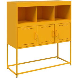vidaXL Aparador Acero Amarillo Mostaza 100,5x39x107 Cm Vidaxl