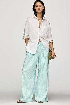 Maeve The Avery Pinstripe Wide-Leg Trousers by Maeve Pants
