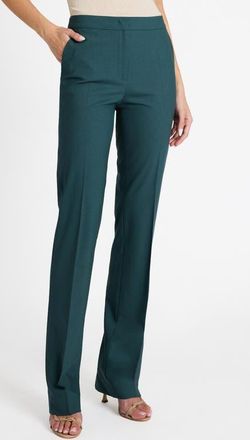 Santorelli Amara Wool Stretch Straight Leg Pant in Steel Teal at Nordstrom, Size 12