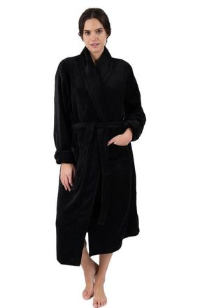 Leveret Womens Fleece Robe in Black at Nordstrom, Size X-Large