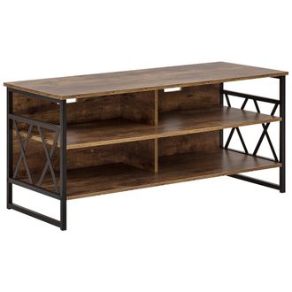 Beliani Beliani - Mueble Para Tv De Madera Oscura Con Metal Negro 4 Estantes Unidad De Almacenamiento Sala De Estar Industrial Moderno Carlisle