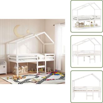 vidaXL Letto in legno - vidaXL Letto a Soppalco con Tetto Bianco 80x200 cm in Legno di Pino - Letto con soffitto