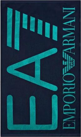Emporio Armani Emporio Armani Ea7, Home, unisex, Blauw, ONE Size, Strandlaken met Groot Logo