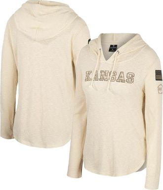 Colosseum Womens Colosseum Cream Kansas Jayhawks OHT Military Appreciation Casey Raglan Long Sleeve Hoodie T-Shirt at Nordstrom, Size Xx-Large