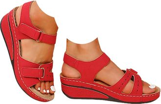 Generic Orthopedic Sandals for Women 2026 Summer Casual Adjustable Straps Low Heel Walking Sandals with Arch Support Comfortable Wedge Ankle Strap Open Toe Wi