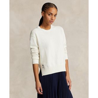 Ralph Lauren Trui met lange mouwen, ronde hals en zijsplitten
