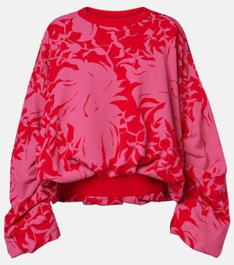 Dries Van Noten Draped floral cotton jersey sweatshirt