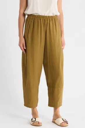 Max Studio Crop Linen Blend Barrel Leg Pants in Bronze at Nordstrom Rack, Size X-Small