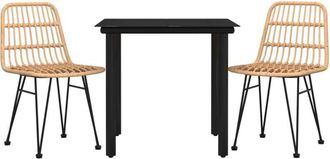 vidaXL 3 Piece Garden Dining Set Poly Rattan Vidaxl