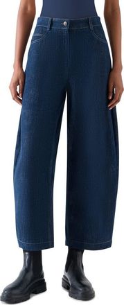 Akris Farrow Crop Barrel Leg Jeans in Blue Denim at Nordstrom, Size 10