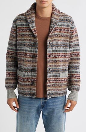 Schott NYC Mens Wool Blend Shawl Collar Cardigan in Heather Grey at Nordstrom, Size X-Large