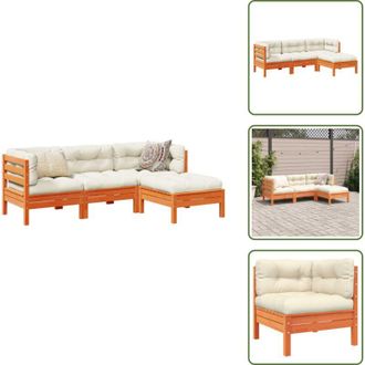 vidaXL Seduta da giardino - vidaXL Set Divani Giardino 4pz con Cuscini Marrone Cera Massello Pino - Cuscini da giardino