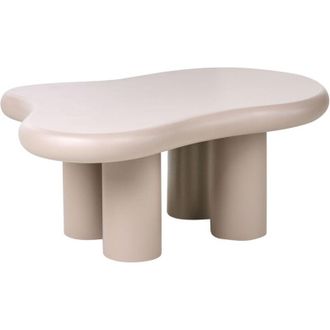 Beliani Tavolino da caff&egrave; in PVC Piano in MDF Forma ovale tortora Ondle