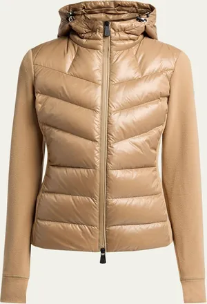 Moncler Padded Down Zip-Up Hoodie Cardigan