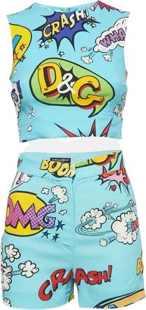 Dolce & Gabbana Mouwloze cropped top met print - Blauw