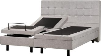 Beliani Cama matrimonial de tejido gris 160x200